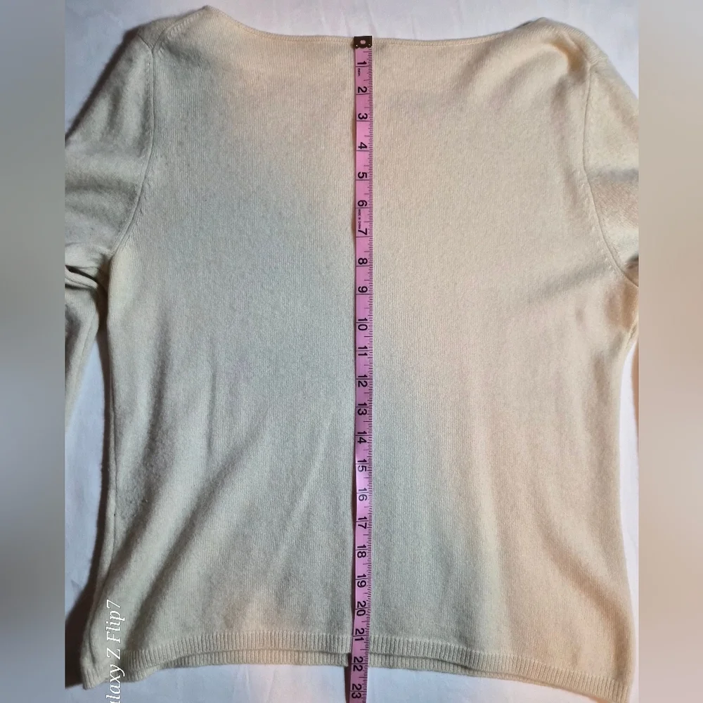 ​Talbots Petites 100% Pure Cashmere Cream Crewneck Sweater Size PL - Picture 7 of 10